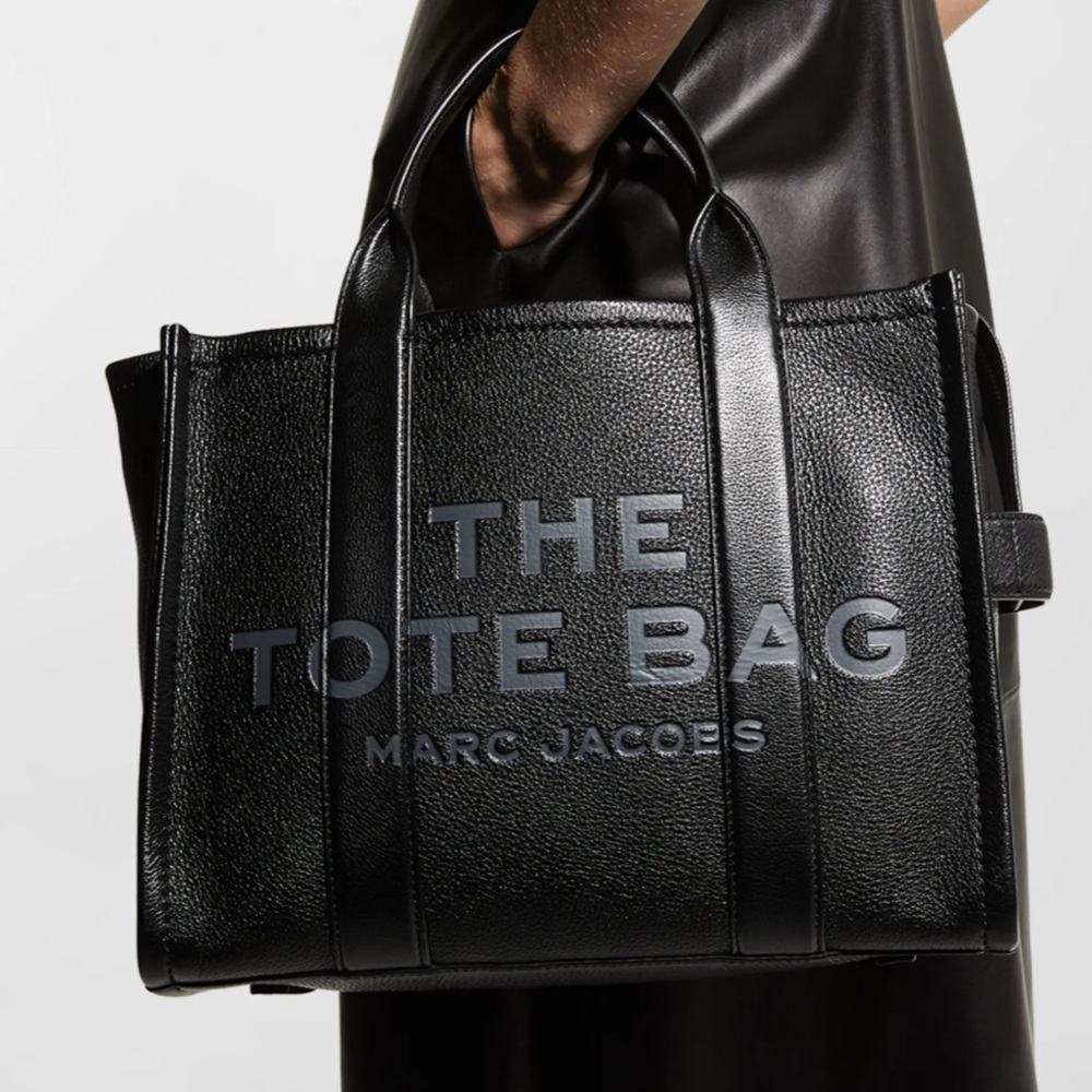 Authentic Marc Jacobs Medium Black Leather Tote Bag